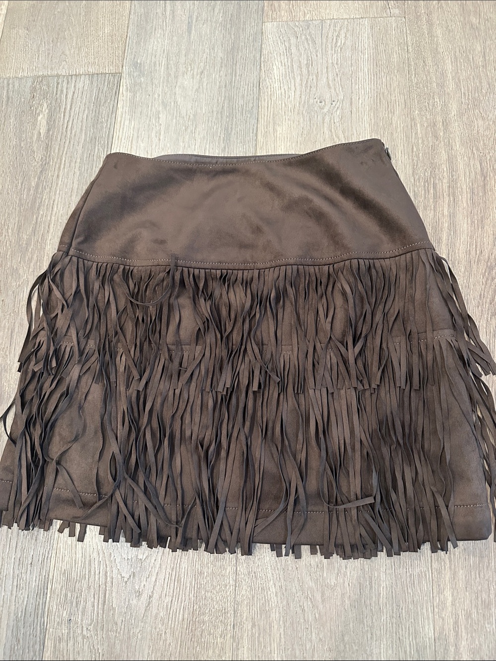 Brown Suede Fringe Mini Skirt- Perfect for Gameday!